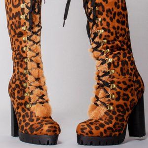 Leopard Print Heeled Boots